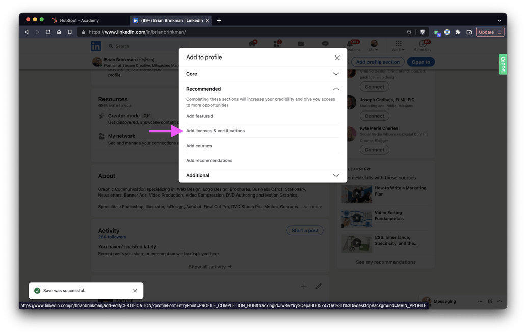 How to add Hubspot Certifications to LinkedIn StepbyStep